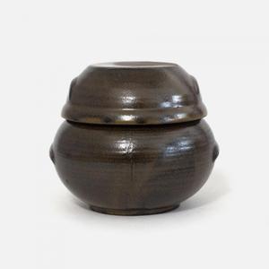 Earthenware Onggi Korean Traditional Clay Jar Ceramic Canister/Handmade Food Sauce Storage Container for Tea, Coffee Bean, Salt/Breathing Clay Pot Kimchi Fermentation Crock (No.2(H9cm))