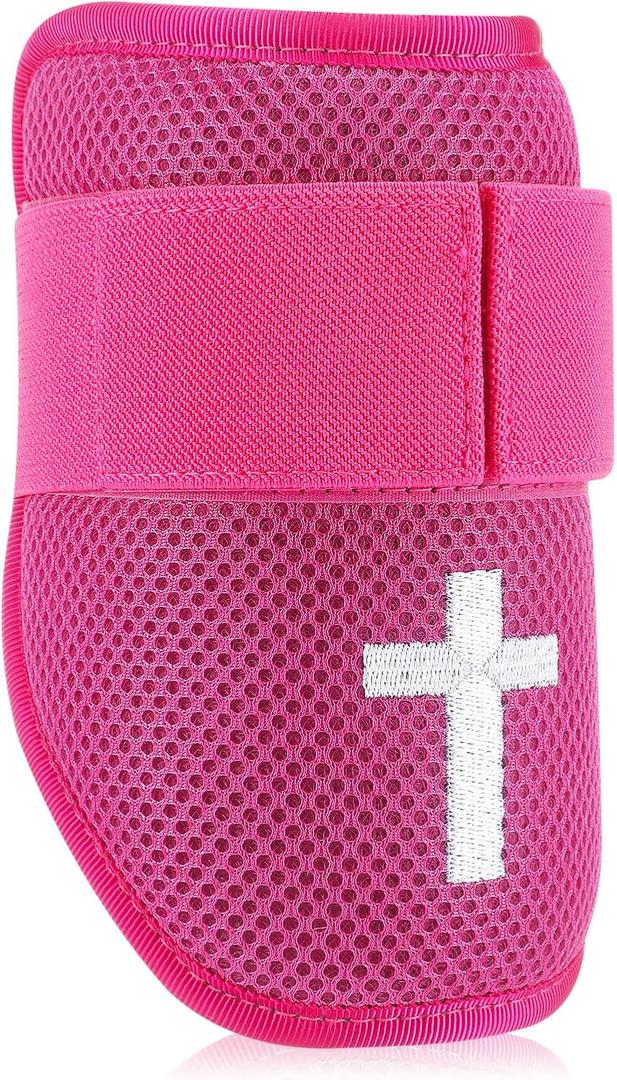 Soulchen Baseball Elbow Guard Youth Softball Elbow Guard with Cross Pattern and Adjustable Straps for Youth Baseball Softball Sports (Pink)