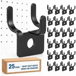 Tandefio Pegboard Hooks Metal Prong Hook Peg Board for Hanging Hangers for Wall Picture Jewelry Display Tool(Black,25 Pcs)