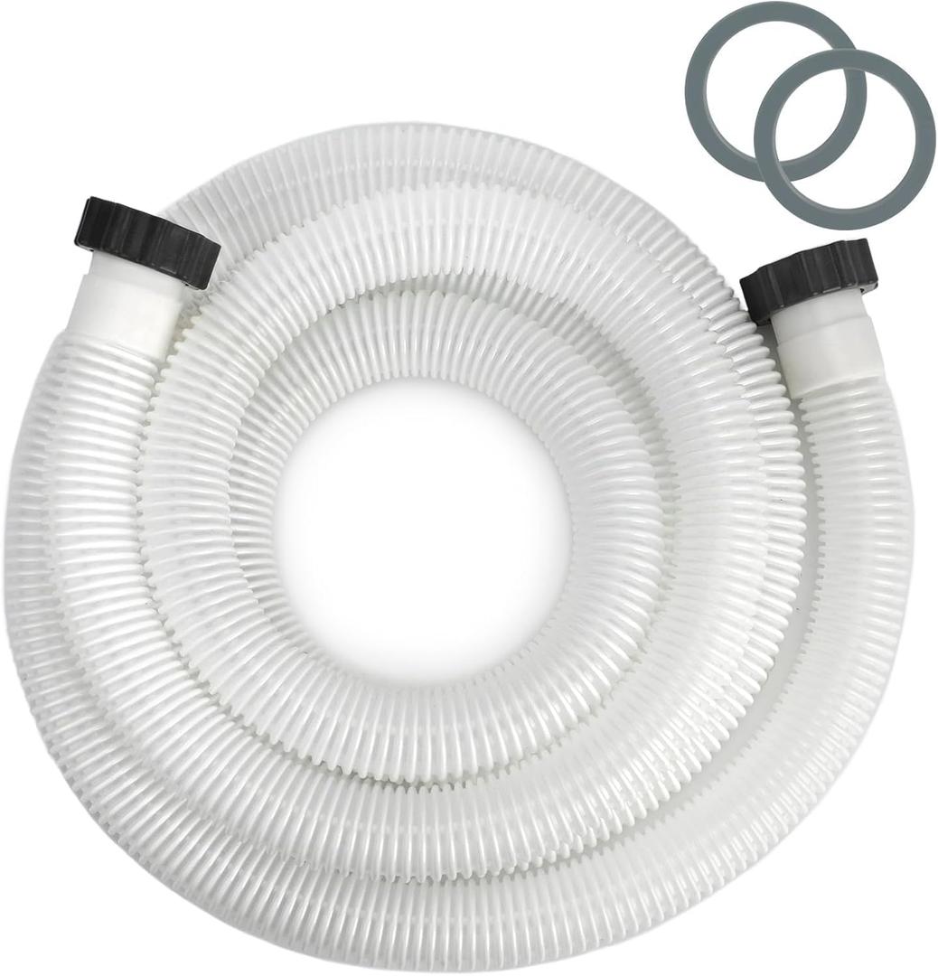 15ft 1 1/2" Pool Hose for Above Ground Pools Long Pool Pump Replacement Filter Hoses 1.5" EVA Swimming Pool Filter Hose for Filter Pumps, Saltwater Systems and Sand Filters (White)