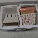 Ceramic Berry Basket, Farmhouse Colander, Strawberry Decor, Fruit Bowls, Fruit Baskets, Kawaii Strawberry Kitchen bowl, Pink White and Cute Strawberry pattern Stoneware Harvest Square Bowls Set of 3