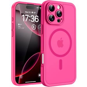 TOCOL Magnetic for iPhone 16 Pro Case, Upgraded Full Camera Protection, Compatible with Magsafe, Drop Protection, Translucent Matte Back Bumper for iPhone 16 Pro 6.3-Inch (Hot Pink)