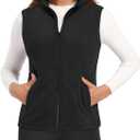 MAGCOMSEN Women's Fleece Vest Outerwear Sleeveless Lightweight Zip Jackets Warm Soft Vests with Zipper Pockets (Medium, Black)