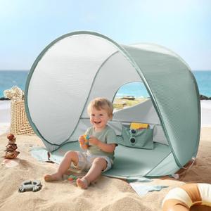 Tiny Land Baby Beach Tent Pop Up Baby Tent with UV Protection, Portable Baby Beach Essentials, 35"x28"x32" Sun Shelter for Infants, Baby Outdoor Use (Pastel Aqua)