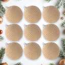 JOICEE 9 Pcs Boho Christmas Ball Ornaments Set, Jute Rope Hanging Balls Neutral Rustic Ornaments Christmas Ball Decoration for Xmas Tree Wreath Garland Party Farmhouse Decor(Linen)