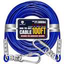 Tie Out Cable for Large Dog, 100ft Pet Runner for Yard, 30/40/50ft Run Leash Heavy Duty Swivel Hooks Heavy Duty Lead Steel Wire Dog Chain Leash Cable Perfect for The Yard, Camping, Beach