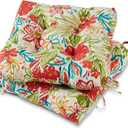 20x20 Square Tufted Outdoor Seat Cushion, Reversible Patio Chair Cushion with Ties, Durable Polyester Fabric, Eco-Friendly Recycled Fill, Weather-Resistant Breeze Floral, Set of 2