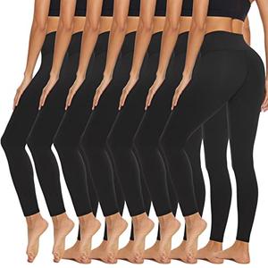 FULLSOFT 7 Pack Leggings for Women - High Waisted Tummy Control Workout Yoga Running Pants Plus Size Black Leggings(2X-3X,Black)