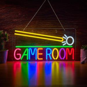 Game Room Billiards Neon Sign LED Dimmable Game Zone Room Beer Bar Man Cave Art Gaming Neon Light Signs Neon Lights Wall Artwork Sign (Green+White)
