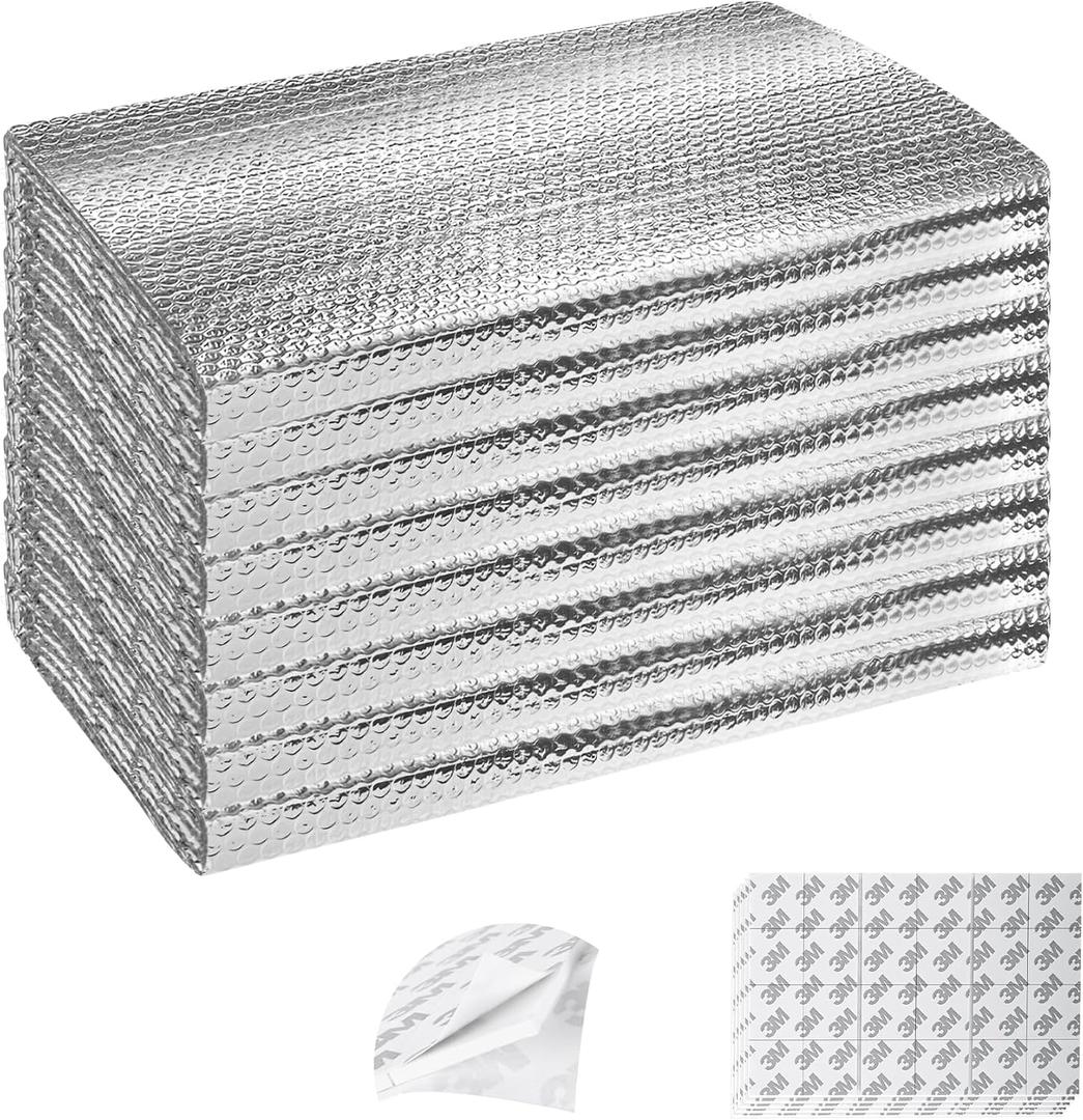 Garage Door Insulation Kit 8P Double Bubble Window Heat Insulation Panels, 6MM 8x8FT Reflective Aluminum Foil Summer/Winter Barrier Sheets with 120 Adhesive Tapes for Garage Attic Wall (24x48)