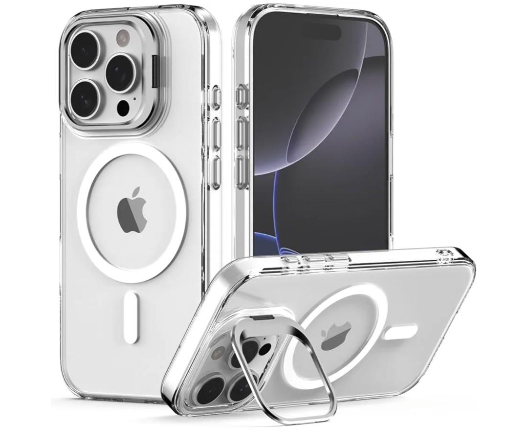 Nvollnoe for iPhone 16 Pro Case Compatible with MagSafe Military Grade Shockproof Heavy Duty Protective Adjustable Kickstand Matte Semi Clear Phone Cover for iPhone 16 Pro(Clear)