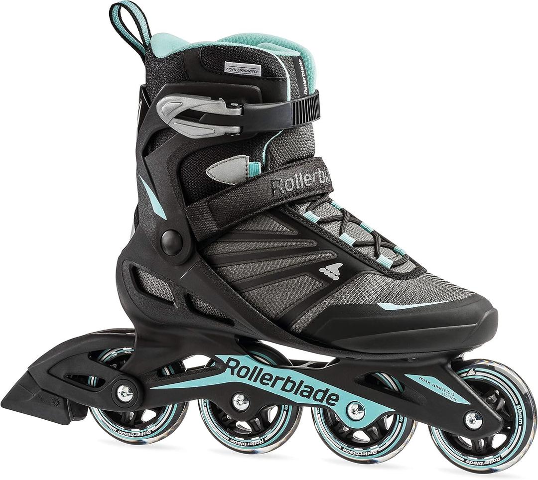 Rollerblade Zetrablade Women's Adult Fitness Inline Skate, Performance Inline Skates, Black Light Blue