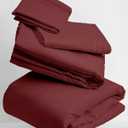 Mellanni Twin XL Sheets Set - 3 PC Iconic Collection Bedding - Hotel Luxury, Extra Soft, Cooling Bed Sheets - Wrinkle, Fade, Stain Resistant (Twin Extra Long, Burgundy)