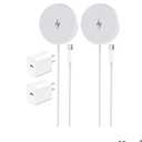 Magnetic Wireless Charger for Apple iPhone 17/16/15/14/13/12/11/AirPods, 2-Pack Fast Charging Long Cable 10ft Magnet Pad & 2-Pack Type-c Charger Block, White