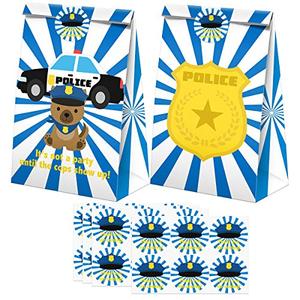 Police Goodie Bags-24 Pcs Police Party Favors Candy Bags with Stickers, Police Goody Gift Treat Bags Police Themed Birthday Party Supplies