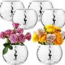 6 Pcs Silver Mirror Disco Vase - 3" X 4" Disco Ball Vase for Centerpieces, Glass Planter Candle Holder for Wedding, Birthday, Party, Office, Bedroom