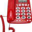 Big Phone for Seniors, Corded Phone with Caller ID, Adjustable Ringtone, and Speed Dial Memory, Wall Mountable Wired Landline Telephone for Hearing and Visually Impaired(Red)