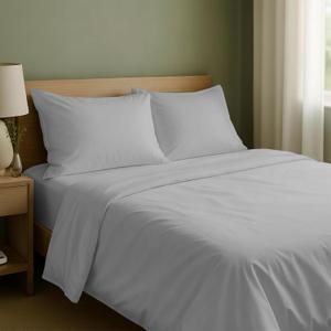 California Design Den Natural 100% Cotton Sheets Full Size Bed Set with Deep Pockets - Soft Sateen Weave, Durable Full Size Bed Sheets (Light Grey)