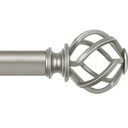 KAMANINA 1 Inch Curtain Rod Single Window Rod 36 to 72 Inches (3-6 Feet), Antique Silver Curtain Rods for Windows, Twisted Cage Finials