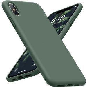 OuXul Case for iPhone X/iPhone Xs case Liquid Silicone Gel Rubber Phone Case,iPhone 5.8 Inch Full Body Slim Soft Microfiber Lining Protective (Forest Green)