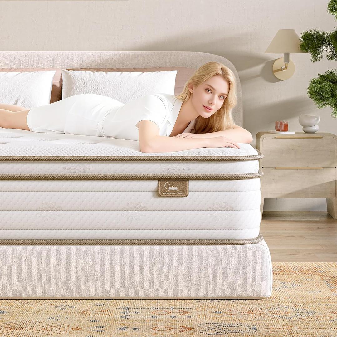 Twin Size 12 Inch Hybrid Mattress for Kids, Teens & Guest Rooms, Zoned Support with Targeted Comfort, Pocket Coil & Foam for Pressure Relief, CertiPUR-US Certified, Mattress in a Box
