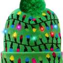 Christmas Hat Light Up Hat LED Christmas Knitted Hat Colorful Xmas Hats for Kids Adults Hats Winter Snow Christmas Holiday Party Gifts