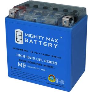 Mighty Max Battery YTX16-BS GEL -12 Volt 14 AH, GEL Type, 230 CCA, Rechargeable Maintenance Free SLA AGM Motorcycle Battery