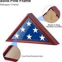 Flag Display Case for 9.5'x5' American Veteran Burial Flag with HD Tempered Glass, Wall Mounted Memorial Flag Holders for Folded Funeral Flag Wooden Triangle Flag Frame Shadow Box, Mahogany