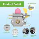 SST25 Carburetor Kit for Poulan Weedeater Featherlite FL20 FL20C FL25 FL26 FX26 SST25CE SST25C XT260 FX26S FX26SC String Trimmer Replace 530071822 C1U-W18