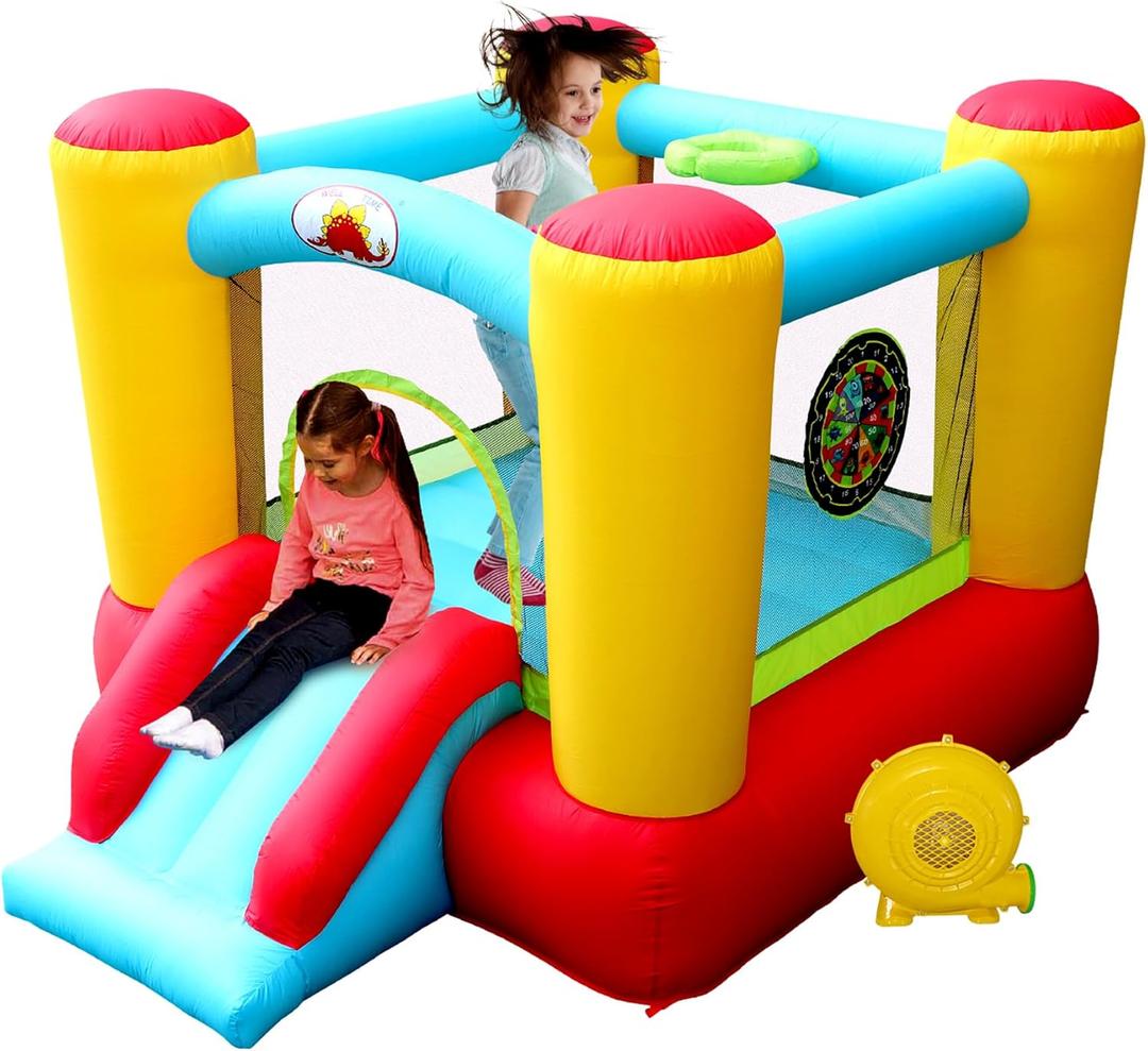 Inflatable Bounce House Slide, Kids Jumping Castle with Blower, 100x77x63 Inch Bouncy Castle