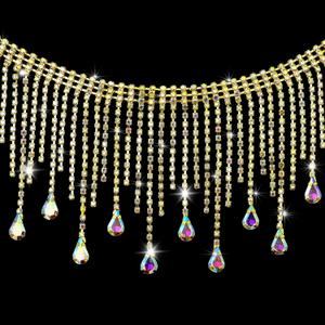 Coucoland 1 Yard Crystal Rhinestone Trim Ribbon Tassel Chain Sewing Craft for Wedding Bridal Party Clothing Embellishment DIY Necklace (Drop-Gold) Coucoland 1 Yard Crystal Rhinestone Trim Ribbon Tassel Chain Sewing Craft for Wedding Bridal Party Clothing Embellishment DIY Necklace (Drop-Gold)