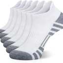 Airacker Ankle Athletic Running Socks Cushioned Breathable Low Cut Sports Tab Socks for Men and Women (6 Pairs) (6-9, White)
