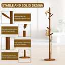 Solid Wood Round Base Coat Rack, Free Standing Hall Coat Tree with 8 Hooks+2 spare for Coats, Hats, Bags, Purses, for Entryway, Hallway, Rubberwood Hooks,Base and Pole(Round Base,Brown)