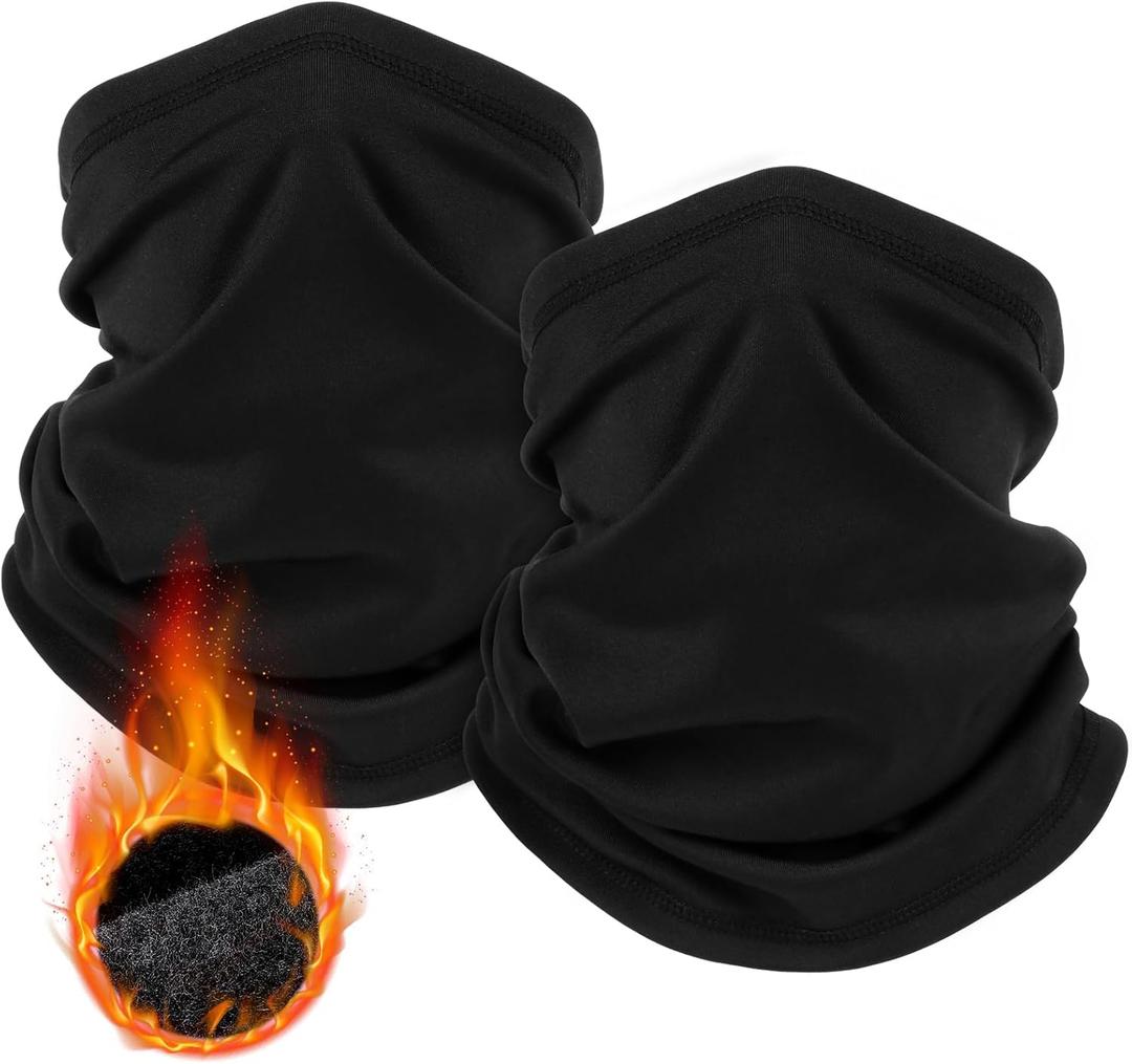 LUOLIIL VOE 2 Pack Winter Neck Gaiter Warmer for Men&Women,Windproof Face Cover Fleece Face Mask Scarf for Cold Weather Sport (Black+black)