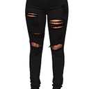 Skirt BL Women's High Waisted Jeans for Women Ripped Skinny Stretch Jeans Distressed Butt Lifting Denim Pants (Black, US 8)