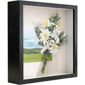 6x6 Shadow Box Frame, 3D Picture Frame Display Cas with Real Transparent Glass for Photos, Memorabilia, Crafts, Souvenir, Wedding Memories, Baby Items - Black/ 1.2 Inch Depth