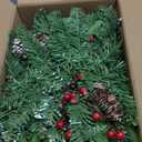 9 ft Prelit Christmas Garlands with 100 Lights Battery Operated Timer 8 Modes, Faux Garland Christmas Decorations for Mantle, Stairs, Fireplace, Decor with Natural Pine Cones, Berries