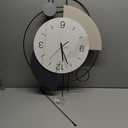 Wall Clock, Silent Non-Ticking Quality Quartz Battery Operated with Pendulum, Large Wall Clock for Living Room Kitchen Home Bathroom Bedroom Wall Decor, 13x21.65inch(Black)