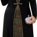 ZOMVA Plus Size 2 Pieces Mother of The Bride Sparkly Dress Set with Jacket Formal Wedding Guest Evening Elegant Outfit (XX-Large Plus, Gold and Black)