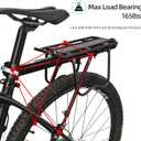 ROCKBROS Rear Bike Rack Bike Cargo Rack Adjustable Bicycle Luggage Carrier Rack Rear Quick Release Mountain Bike Pannier Rack with Elastic Band and Reflector, Most 165 lbs Capacity