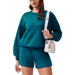 PINSPARK Two Piece Sets for Women 2024 Fall Outfits Sweatsuit Sweat Short Sets Casual Matching Set Travel Tracksuit, XL