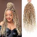 14 Inch Goddess Locs Crochet Hair for Black Women 6 Packs Faux Locs Crochet Hair with Curly Ends Pre Looped Blonde Curly Goddess Braids (14 Inch, 6Packs, 27/613)