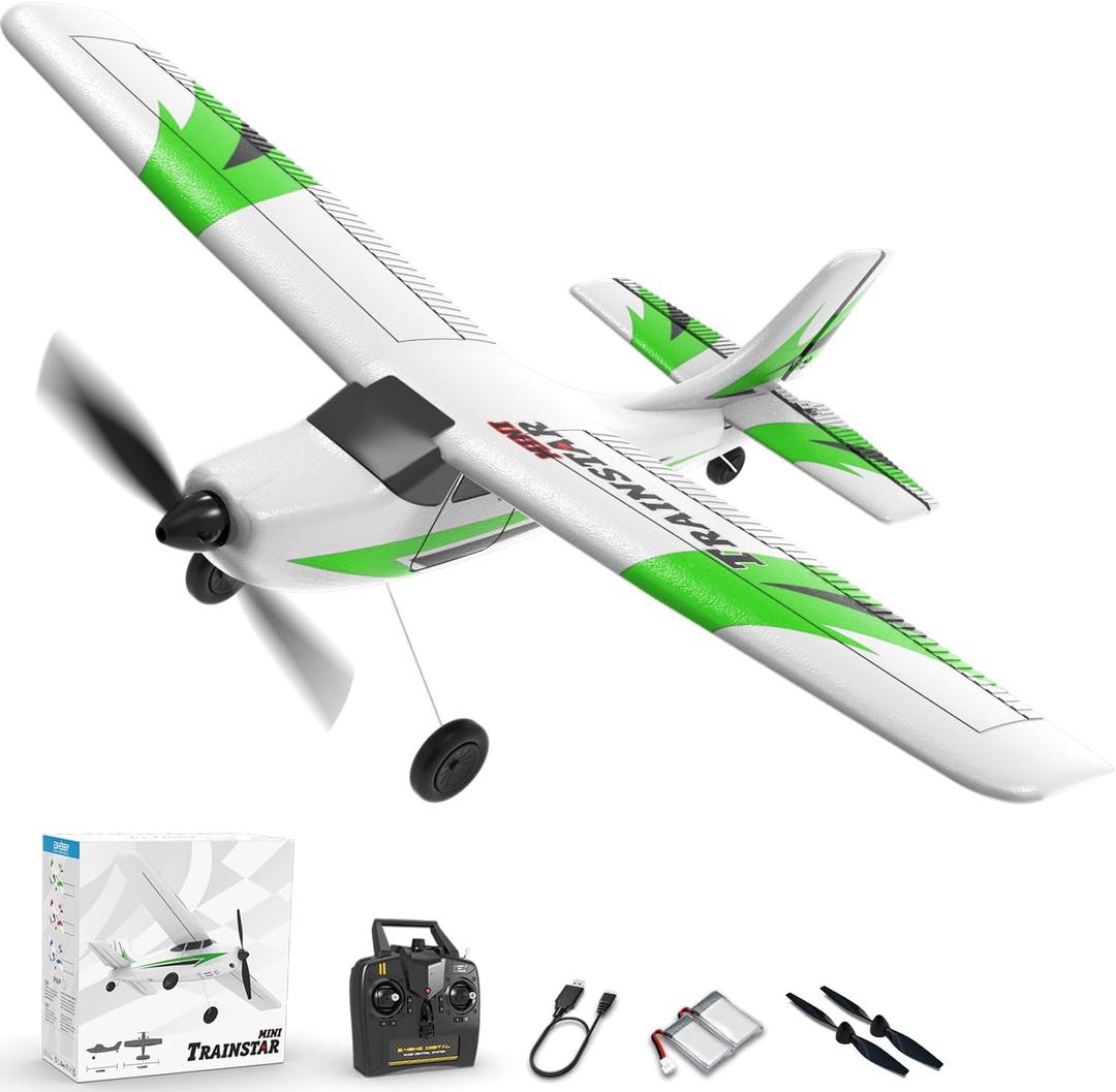 VOLANTEXRC RC Plane Trainer 3CH Remote Control Airplane with Prop Saver, 6-Axis Gyro Stabilizer & 3 Modes to Fly, Hobby Radio Controlled Aircraft RTF for Beginners, Adults, Boys and Kids (400mm,Green)