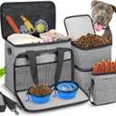 6 Set Dog Travel Bag, Large Pet Travel Kit for Supplies Includes 2 Food Containers, 1 Travel Organizer for Dogs, 2 Collapsible Bowls, 1 Treat Pouch, Dog Weekend Overnight Travel Bag Luggage (Grey)