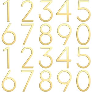 Leinuosen Gold 3 Inch Acrylic Mailbox Number 2 Set - Weatherproof - Mailbox Numbers for Outside - House Numbers - Sticky (Classic)