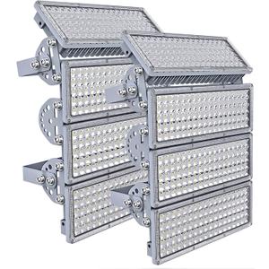 Kekeou 800W Stadium Lights Outdoor LED Flood Light, 2-Pack (400W Each), 112000 Lumens, 6500K Daylight White, IP67 Waterproof, Adjustable Arena Lighting for Sport Fields, 100W-8Pack