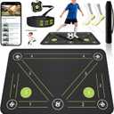 2F22E Soccer Training Mat for Kids & Youth, Non-Slip Silent Footwork Training Equipment with Soccer Bounce Trainer & Socks, Ball Mastery Skills Mat with Instructional Video for Indoor Practice