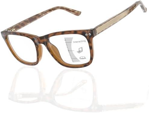 Epavouos Bifocal Reading Sunglasses Men Clear Top Acetate Frame Sun Readers with Metal Core Wire UV Protection Spring Hinge