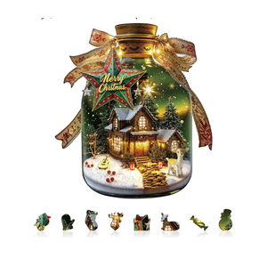 Wooden Puzzles for Adults, Unique Christmas Message in a Bottle Jigsaw Puzzles,Magic Wooden Jigsaw Puzzles, Gifts for Family or Friends for Any Holiday.(17.3 * 15.6 in 370pcs)