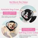 AOFITEE Dog Cone - Soft Dog Cone to Stop Licking, Comfy Cones for Dogs After Surgery, Adjustable Dogs Cones Collar Elizabethan Pet E-Collar for Medium Pets, Pet Recovery Collar, Black, Medium